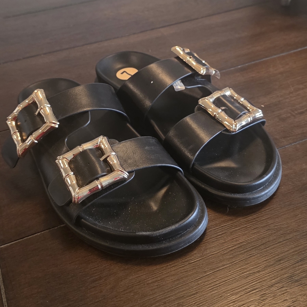 Jason Wu Black Sandals with Gold Accents